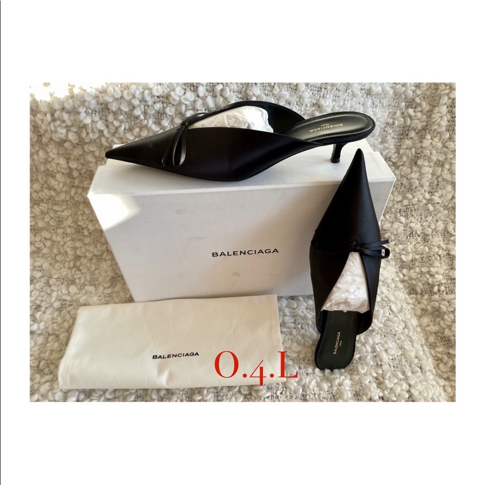 Balenciaga Noir (Black) Satin Knife Mules